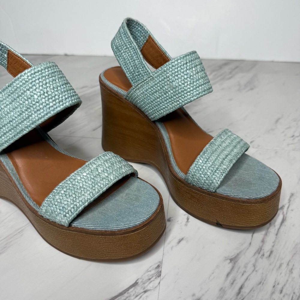 Lucky Brand Delukah Blue Platform Wedge Sandal 5 1/2 - Picture 10 of 14